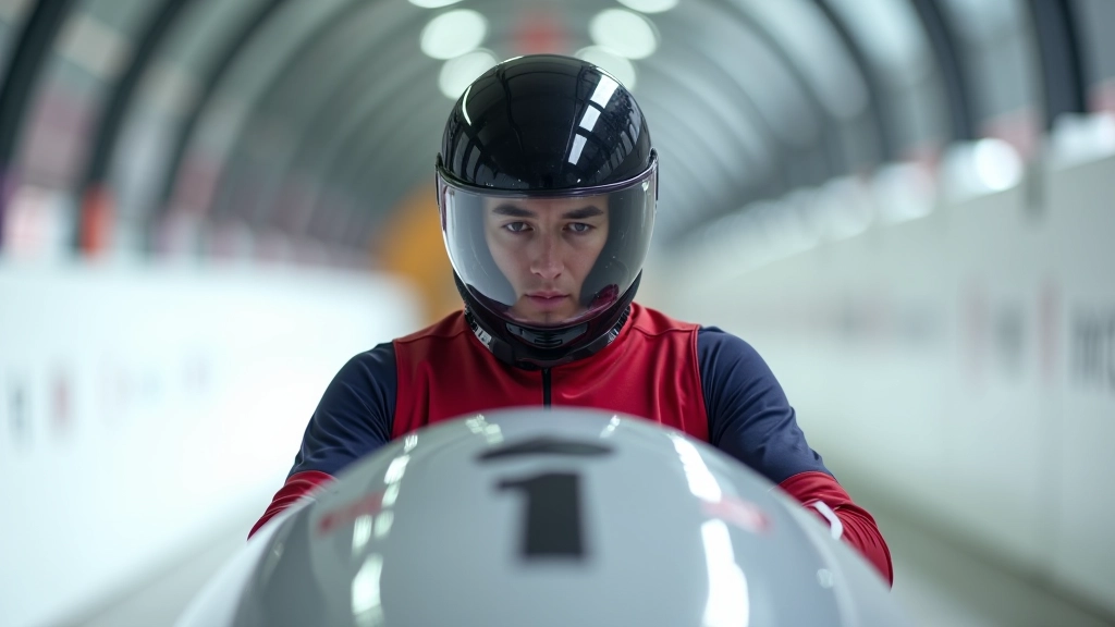 Athlete demonstrating proper seated position in bobsled with correct posture and body alignment